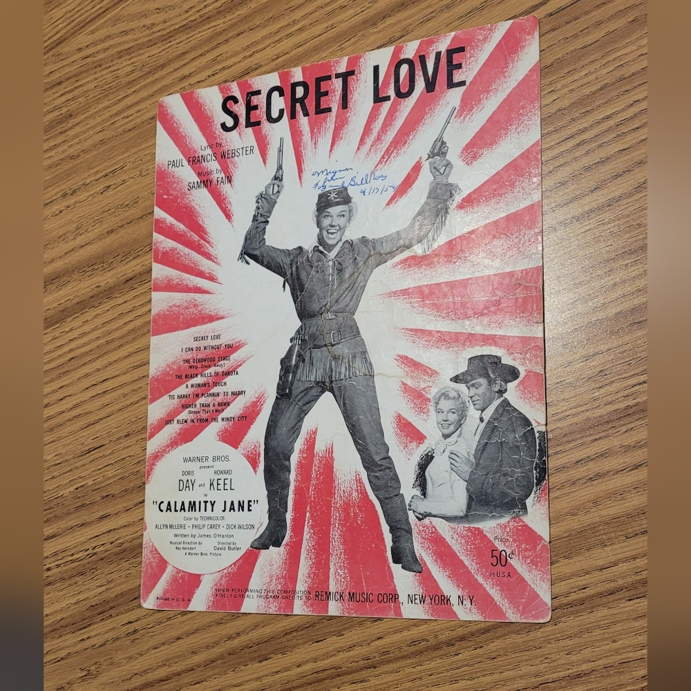 Secret Love Doris Day vintage Sheet music